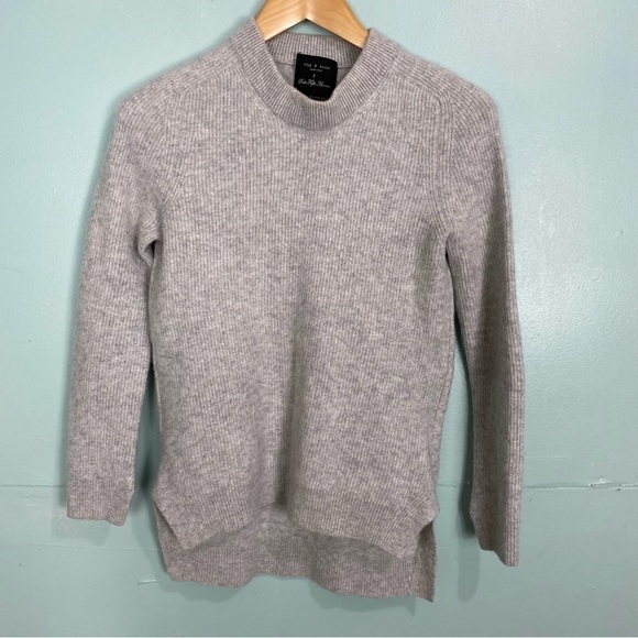 Rag & Bone Saks Fifth Avenue Cashmere Ribbed Crewneck Sweater Sz XS‎ - Picture 1 of 6